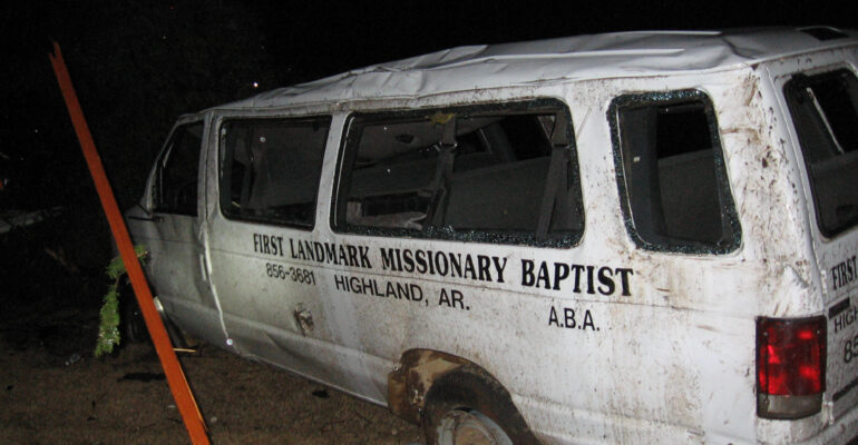 Tornado Damage from an EF-4 tornado in Highland, AR on February 5, 2008. This was part of the Super Tuesday Outbreak across the Mid South.