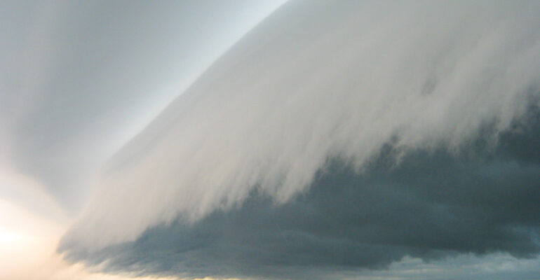 A shelf cloud rolls onto shore in Grand Haven, MI on July 18, 2010.