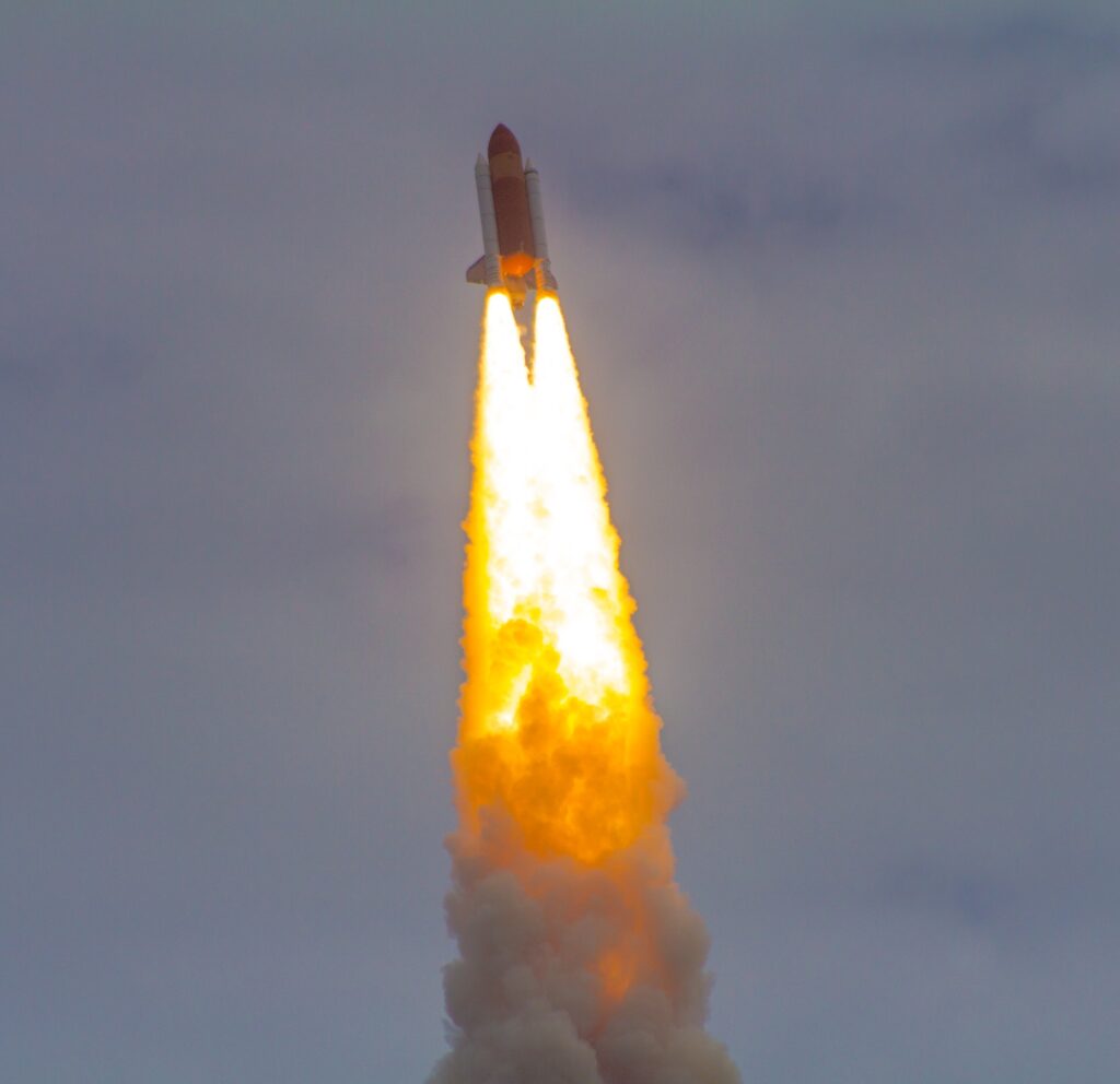 Launch of the Space Shuttle Atlantis, STS-135 on July 8, 2011 from the Kennedy Space Center in Florida.