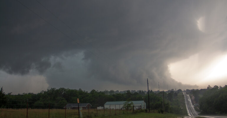 Looking west near Newcastle, large tornado