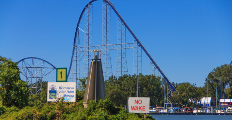 Millennium Force from outside the marina