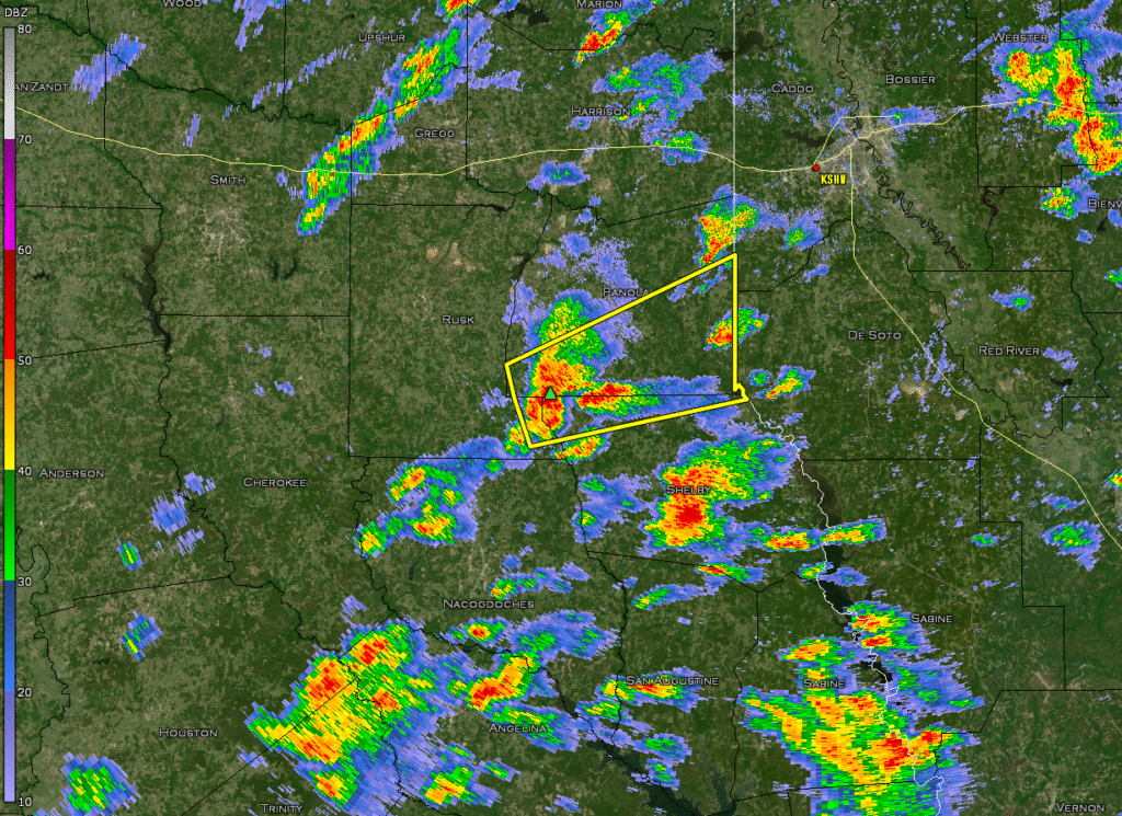 Shreveport Radar 3:36 pm CDT October 18, 2025